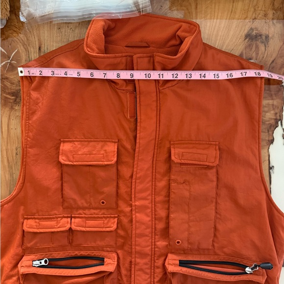 GAP Orange Utility Vest Fleece Lined Multi-Pocket Outdoor Cargo Men’s L - Picture 7 of 8